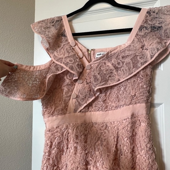 SELF-PORTRAIT Off Shoulder Lace Midi Dress dry cleaned - Picture 5 of 11